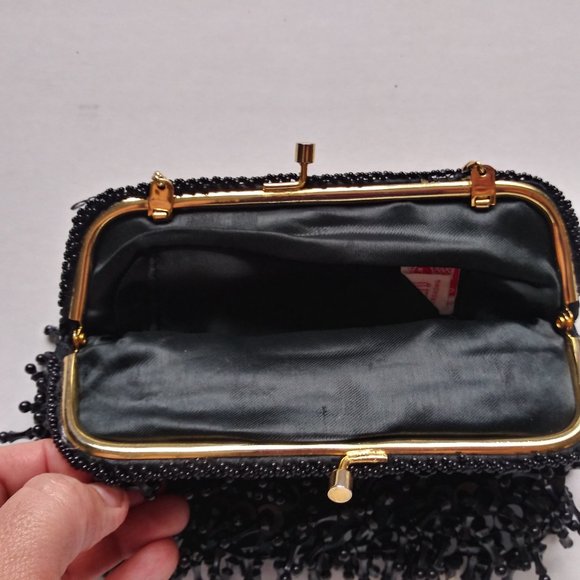 🎉HP🎉Vintage Bead & Sequin Black Wristlet Clutc… - Picture 3 of 9